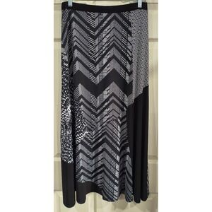 Trisisto Femme Black White Geometric Mixed Print Maxi Skirt Womens S/P A-Line